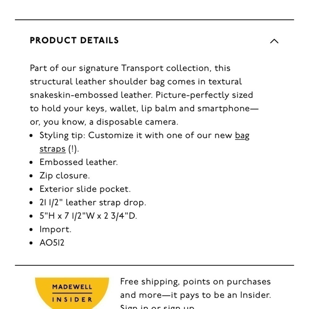 Madewell The Transport Camera Bag:‎ Snake Embossed Leather Edition - Picture 3 of 13